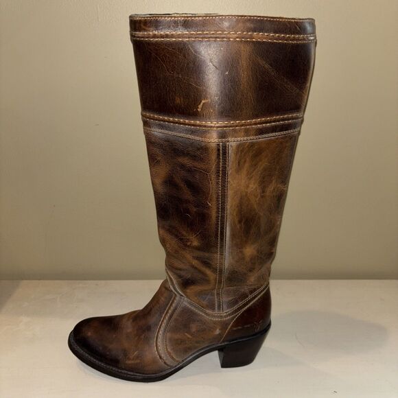 Frye White Label Tall Campus Pull On Boots Women's Size 8.5 B Distressed Brown - Picture 11 of 15
